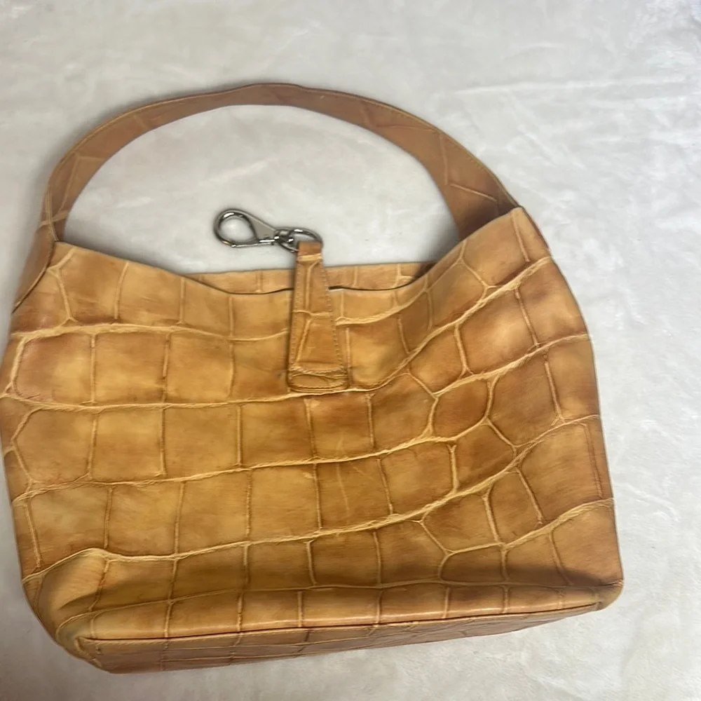 Dooney & Bourke Brown Hobo Bag with Crocodile Texture